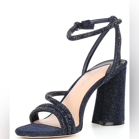 Blue Rhinestone Block Heels - Picture 2 of 15